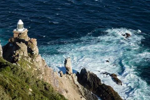 Lighthouse of Cape Point in Cape of Good Hope Nature Reserve in Cape Peninsul Stock Photos