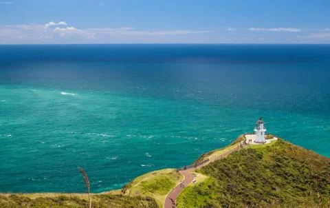 Lighthouse, Cape Reinga, New Zealand Stock Photos