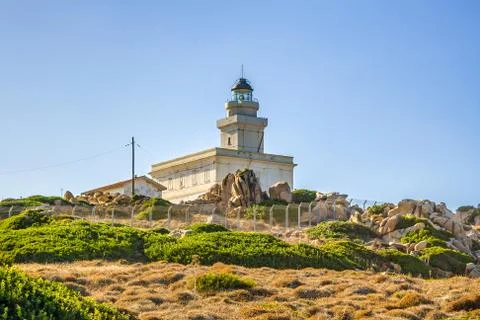 Lighthouse at capo testa, sardinia Foto stock