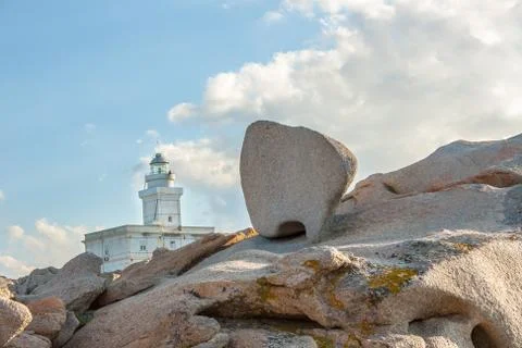 Lighthouse at capo testa, sardinia Stock Photos