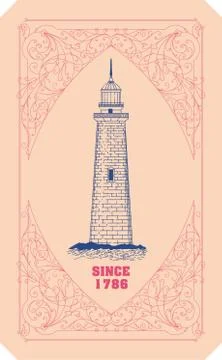 Lighthouse card. Organized by layers Stock Illustration