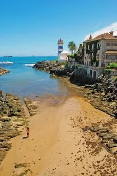 Lighthouse in cascais Stock Photos