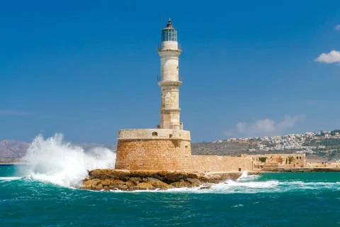 Lighthouse in Chania. Greece. Stock Photos