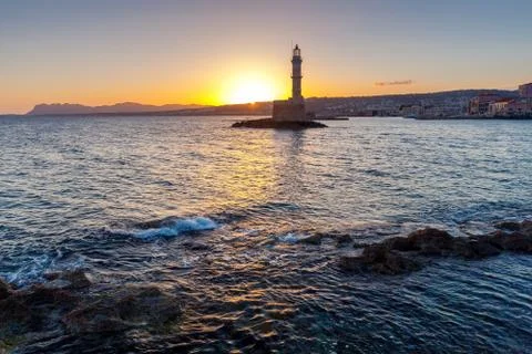 Lighthouse in Chania. Greece. Stock Photos