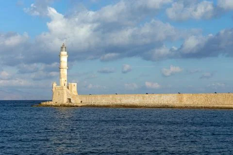 The lighthouse of Chania Stock Photos