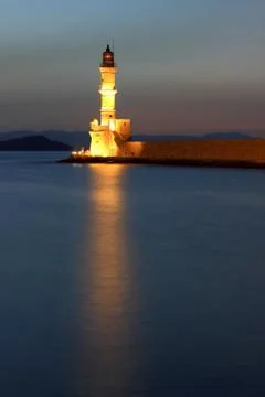 Lighthouse in Chania Stock Photos