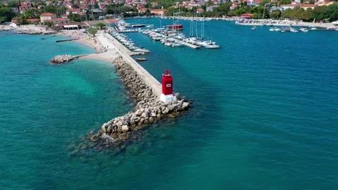 Lighthouse Cinematic aerial view Stock Footage 287548562