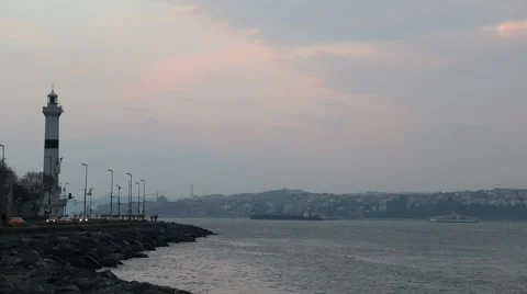 Lighthouse with city background Video stock 67381726