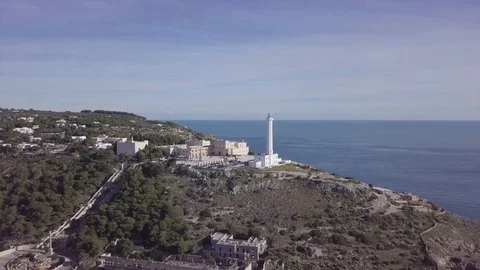Lighthouse on the cliff aerial 4k view Video stock 84909941