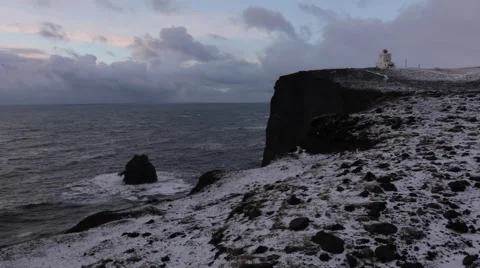 Lighthouse on a Cliff at Sunset Stock Footage 47198606