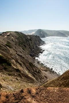 Lighthouse cliffs of S. Martinho do Porto Stock Photos
