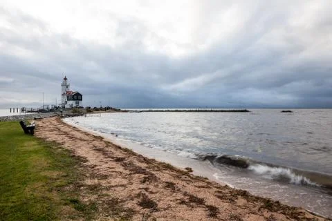 Lighthouse on a cloudy day Foto stock