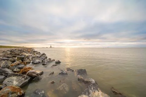Lighthouse on a cloudy day Foto stock