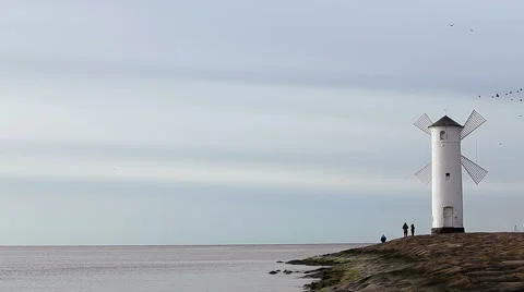 Lighthouse on the coast of the Baltic Sea. Stock Footage 67826552