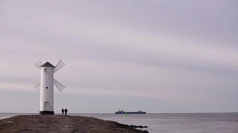 Lighthouse on the coast of the Baltic Sea. Stock Footage 67826579