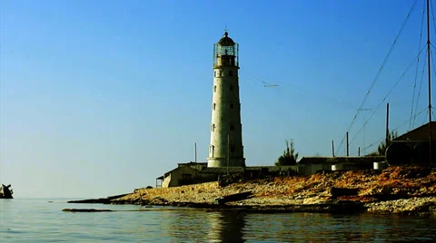 Lighthouse on the coast Stock Footage 37970885