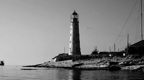 Lighthouse on the coast Stock Footage 37970887