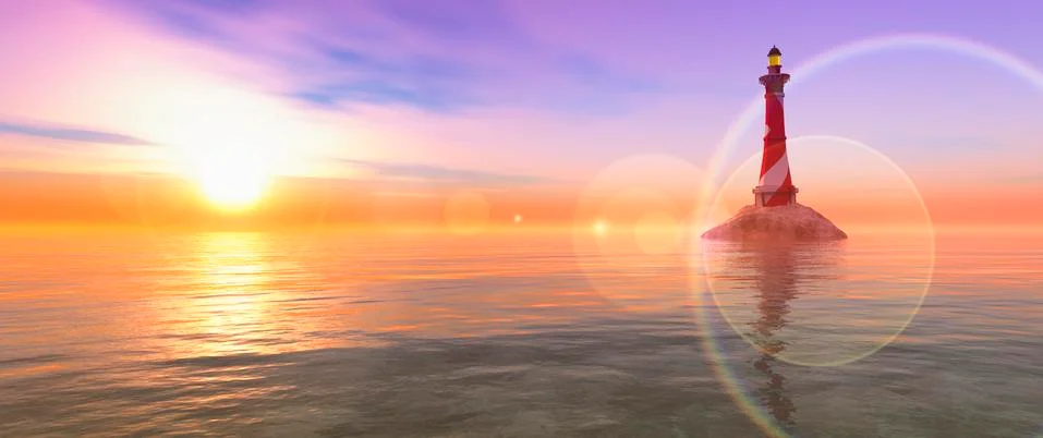 Lighthouse on the coast Stock Illustration