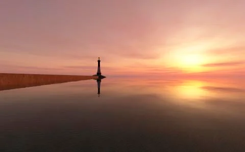 Lighthouse on the coast Stock Illustration