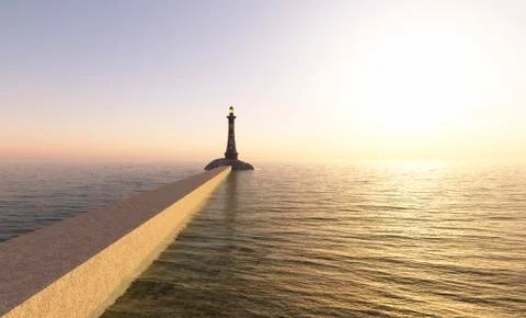 Lighthouse on the coast Stock Illustration
