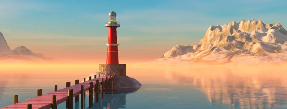 Lighthouse on the coast Stock Illustration