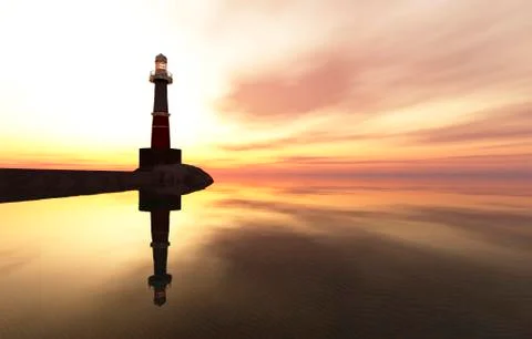 Lighthouse on the coast Stock Illustration