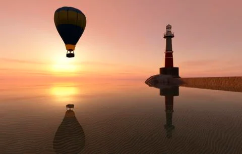 Lighthouse on the coast Stock Illustration