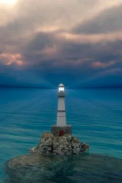 Lighthouse on the coast Stock Illustration