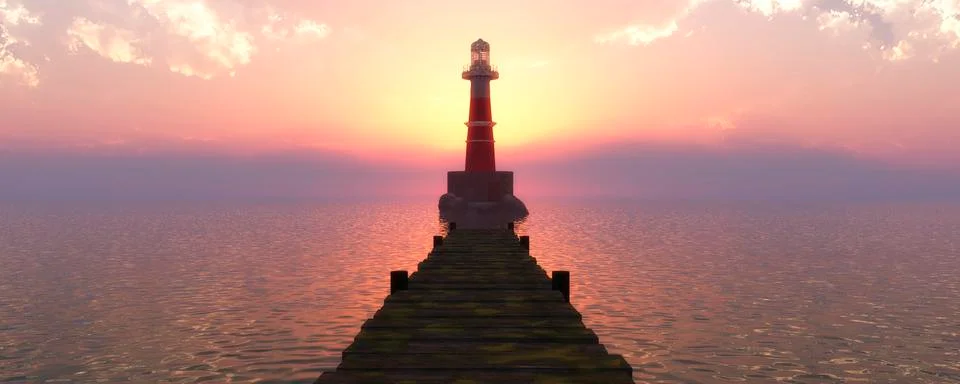 Lighthouse on the coast Stock Illustration