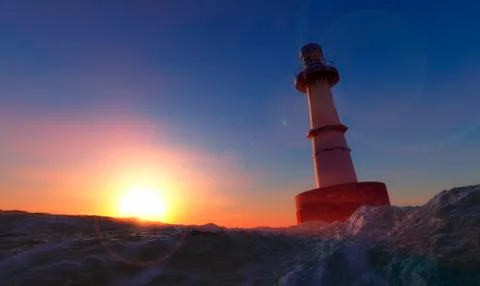 Lighthouse on the coast Stock Illustration