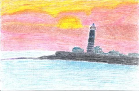 Lighthouse On The Coast Stock Illustration