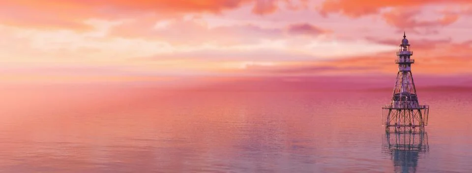 Lighthouse on the coast Stock Illustration