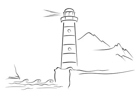 Lighthouse on the coast Stock Illustration