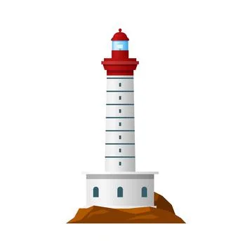 Lighthouse coast night sign light house sea beacon Illustrazione stock