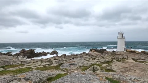Lighthouse on the coast of Spain Stock Footage 220313247