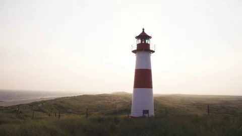 Lighthouse on coast, Sylt, Germany Video stock 71565029