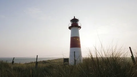 Lighthouse on coast, Sylt, Germany Stock Footage 71565421