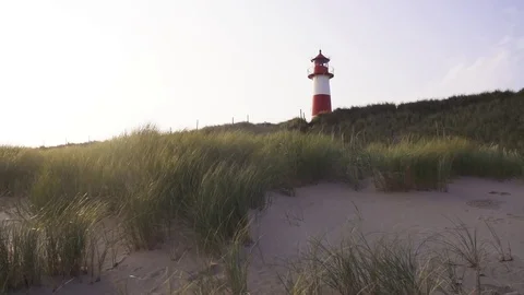 Lighthouse on coast, Sylt, Germany Stock Footage 71565482