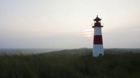 Lighthouse on coast, Sylt, Germany Stock Footage 71565788