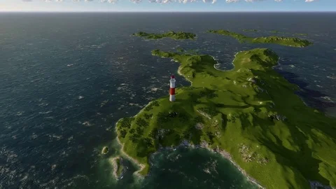 Lighthouse on coastline at a sunset. Stock Footage 71200552