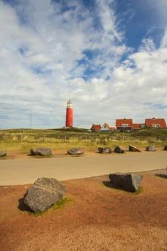 Lighthouse on the Cocksdorp on the island Texel in the Netherlands Stock Photos