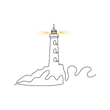 Lighthouse in continuous line drawing style. Stock Illustration