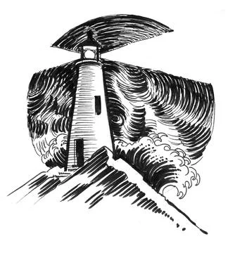 Lighthouse in the darkness Stock-Illustration