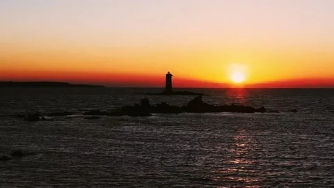 Lighthouse Dawn in Calasetta, Sardinia Timelapse Stock Footage