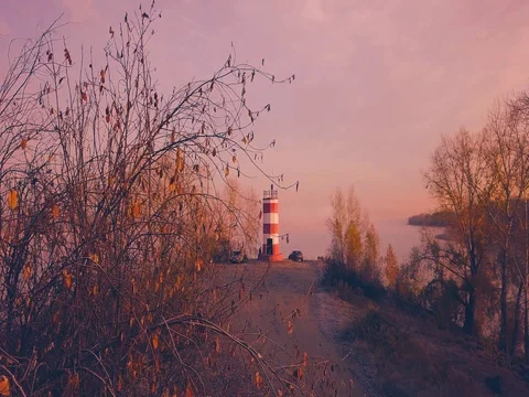 Lighthouse at dawn Stock Footage 81122425