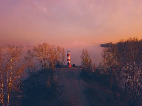 Lighthouse at dawn Stock Footage 81124219