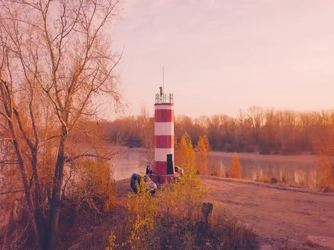 Lighthouse at dawn Stock Footage 81125324