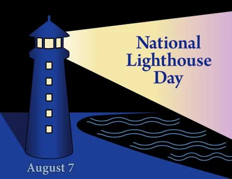 Lighthouse Day, National Holiday USA, August 7 Stock Illustration