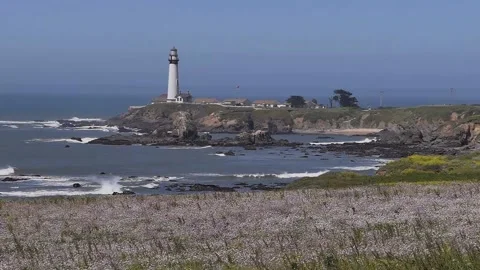 LIGHTHOUSE DAY Waves  SLO MO Editorial Use Only Stock Footage 146619324