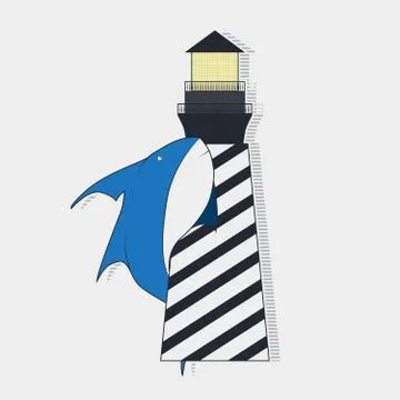 Lighthouse design. rainbow lighthouse. Lighthouse logo. Stock Illustration